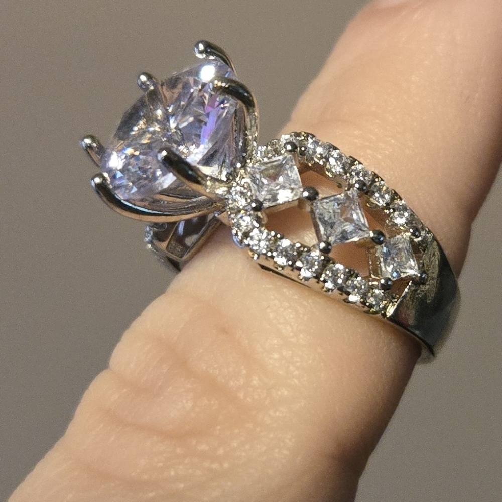 S925 Elegant Silver Diamond Ring